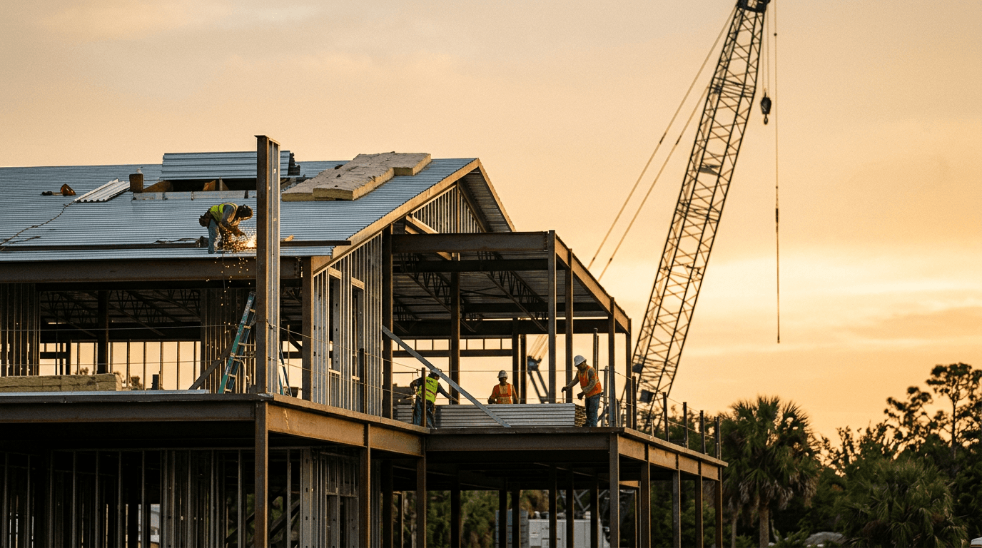 Rangeland High Hits 25% Complete, Cafeteria Roof and Auditorium Walls Rising